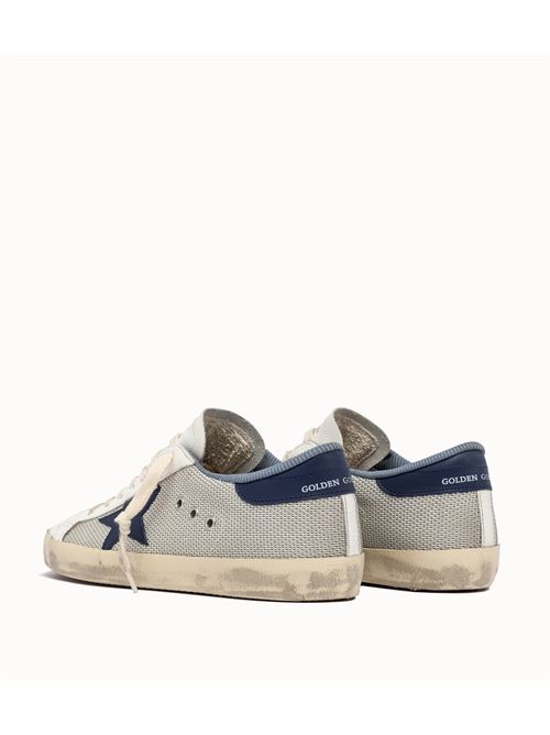 SUPER-STAR NET UPPER LEATHER STAR AND HEEL LEATHER TOE AND TONGUE GOLDEN GOOSE DELUXE BRAND | GMF00101.F005400.70290/LIGHT SILVER/BLUE/WHITE